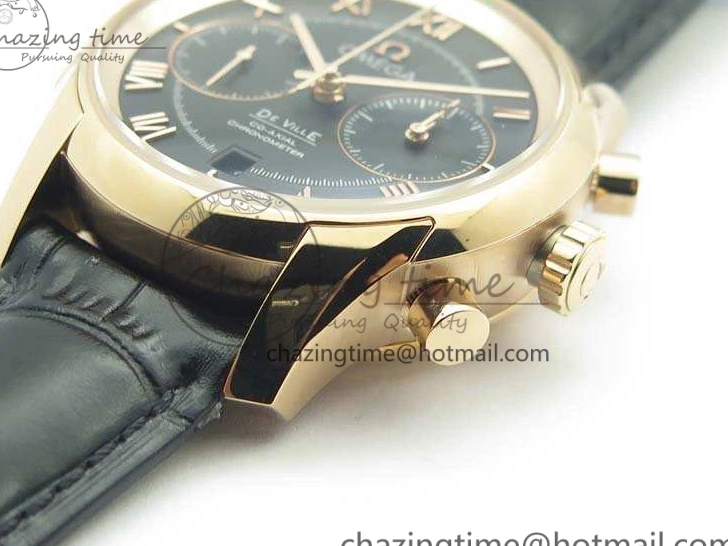 0104 De Ville Chronograph RG OMF 1:1 Best Edition Black Dial On Black Leather Strap A Sophisticated 8106